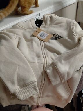 Quiksilver Kids Cream Full-Zip Hoodie with Logo